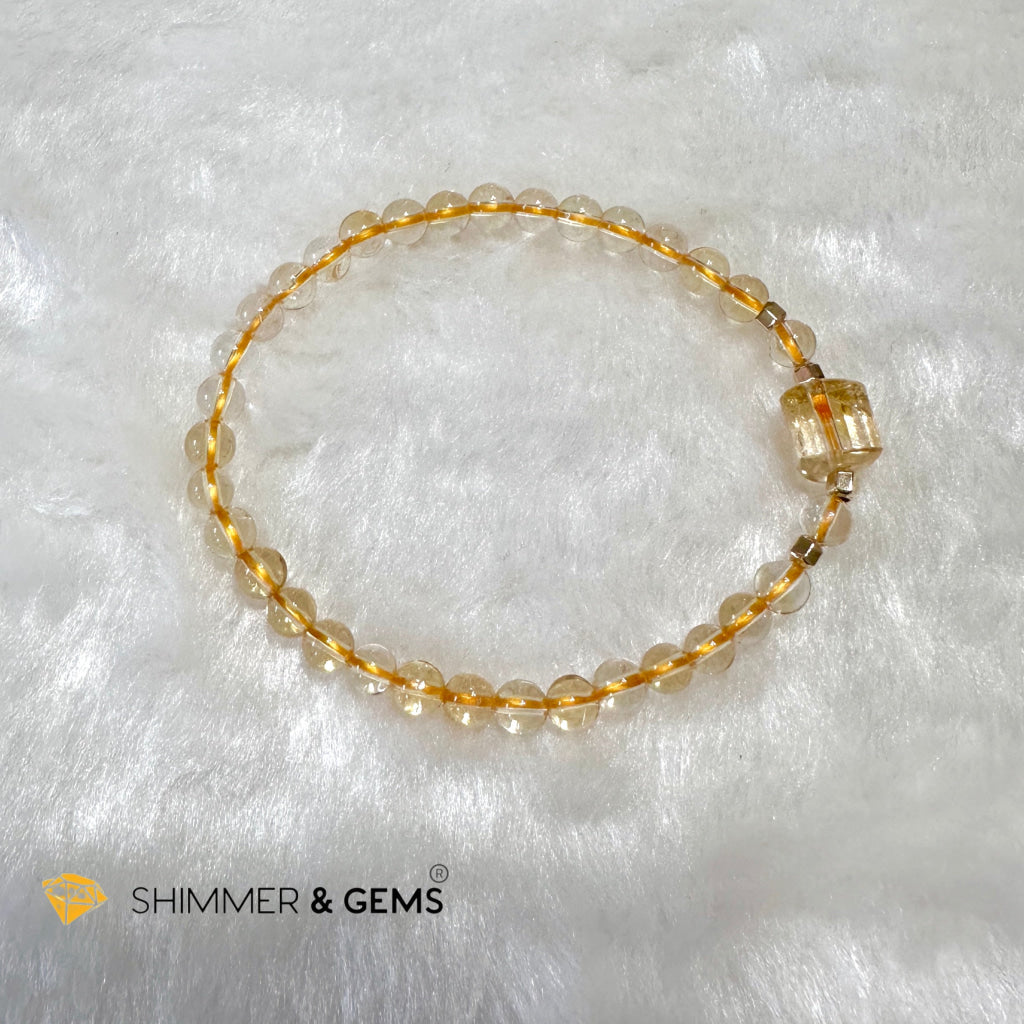 Citrine 4mm Wealth Activator Bracelet with 14k gold filled beads