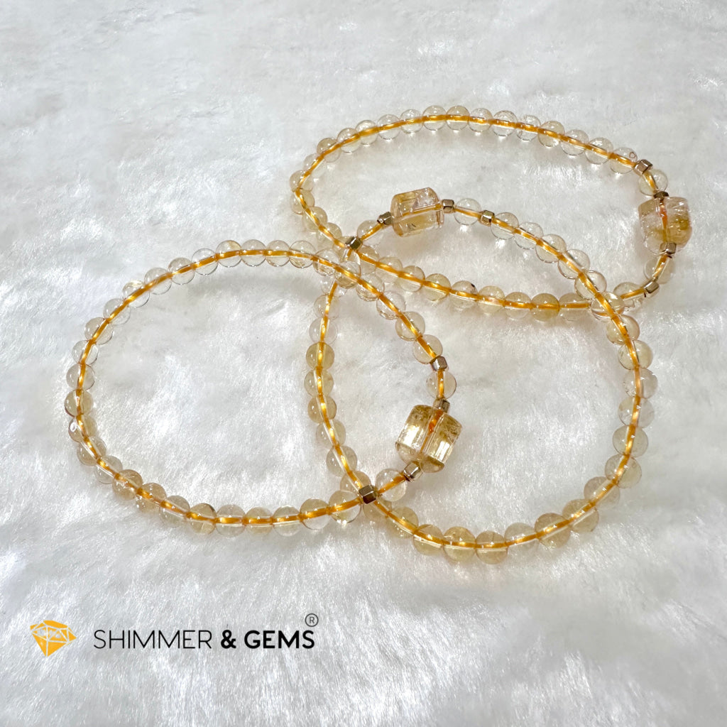 Citrine 4mm Wealth Activator Bracelet with 14k gold filled beads