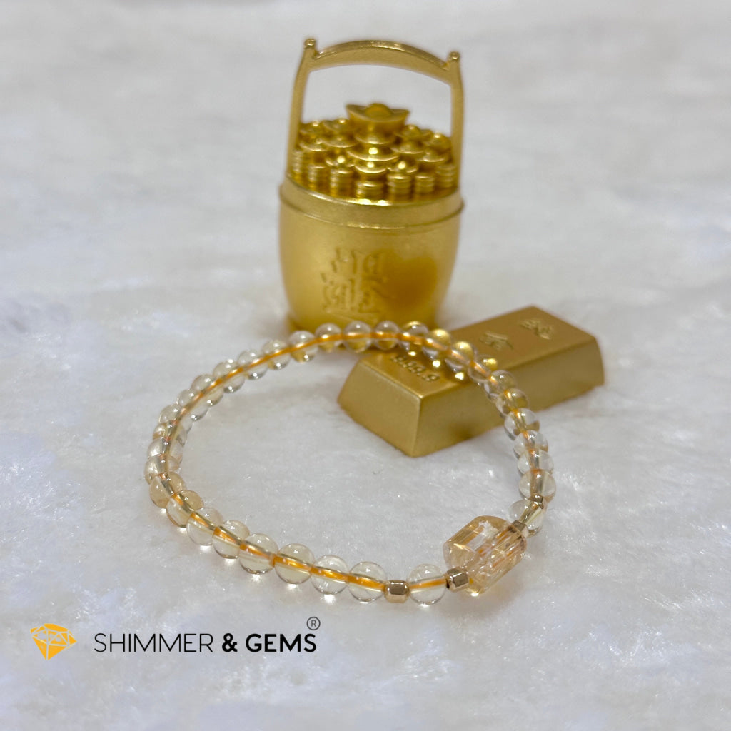 Citrine 4mm Wealth Activator Bracelet with 14k gold filled beads