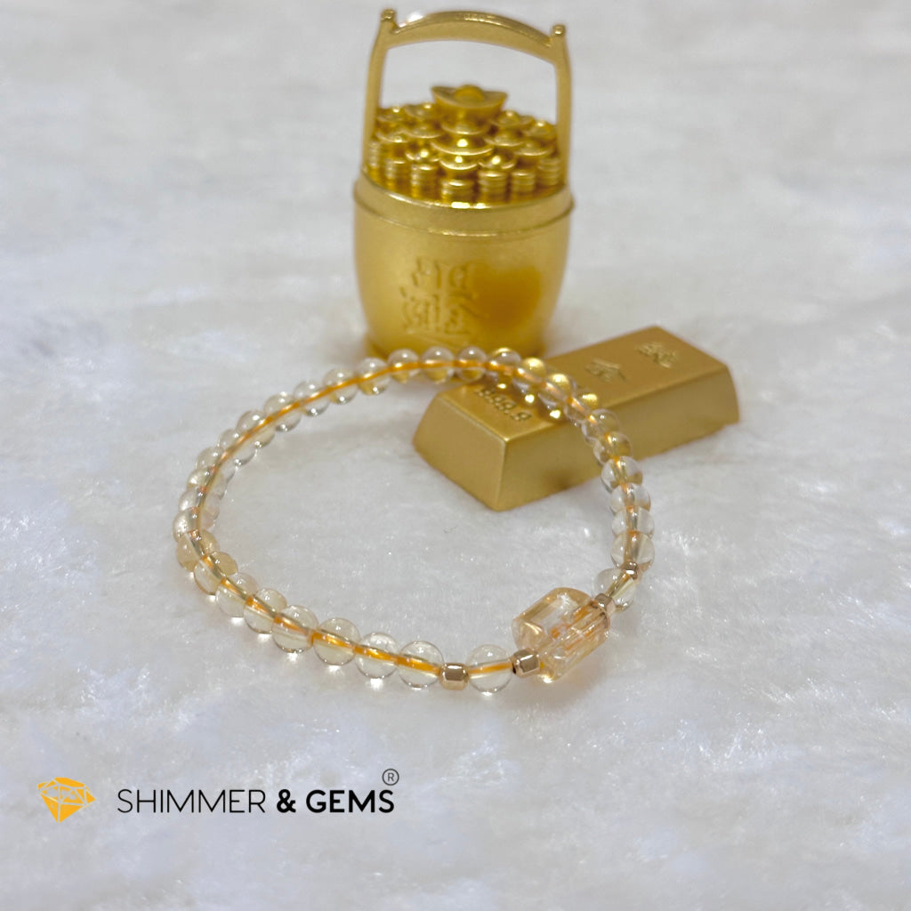 Citrine 4mm Wealth Activator Bracelet with 14k gold filled beads