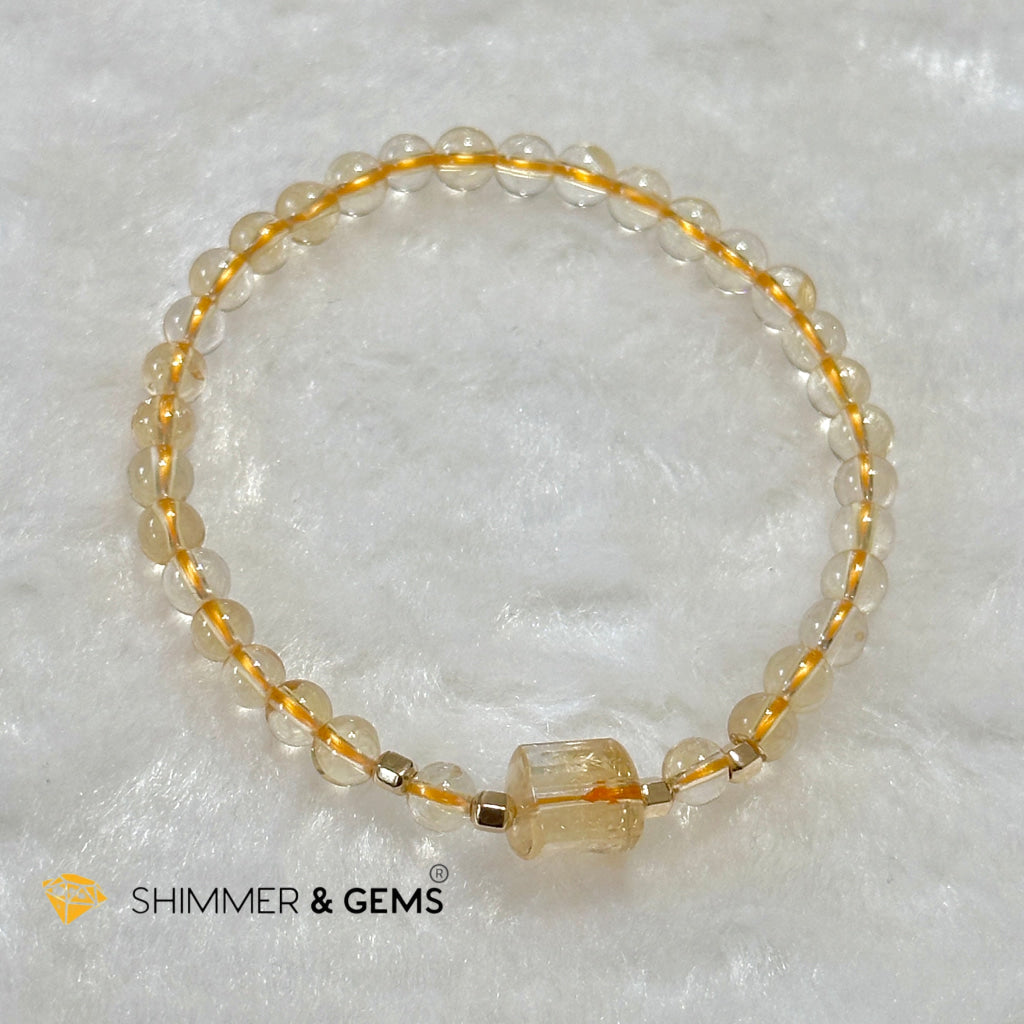 Citrine 4mm Wealth Activator Bracelet with 14k gold filled beads