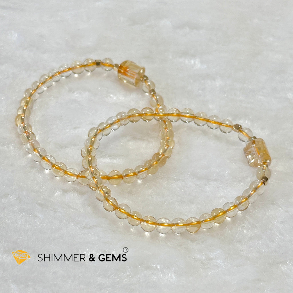 Citrine 4mm Wealth Activator Bracelet with 14k gold filled beads