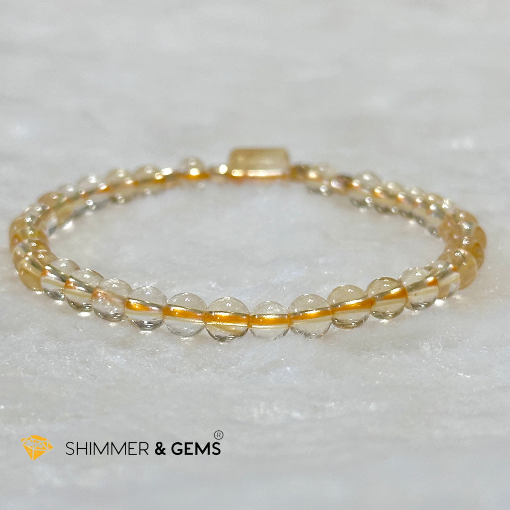 Citrine 4mm Wealth Activator Bracelet with 14k gold filled beads