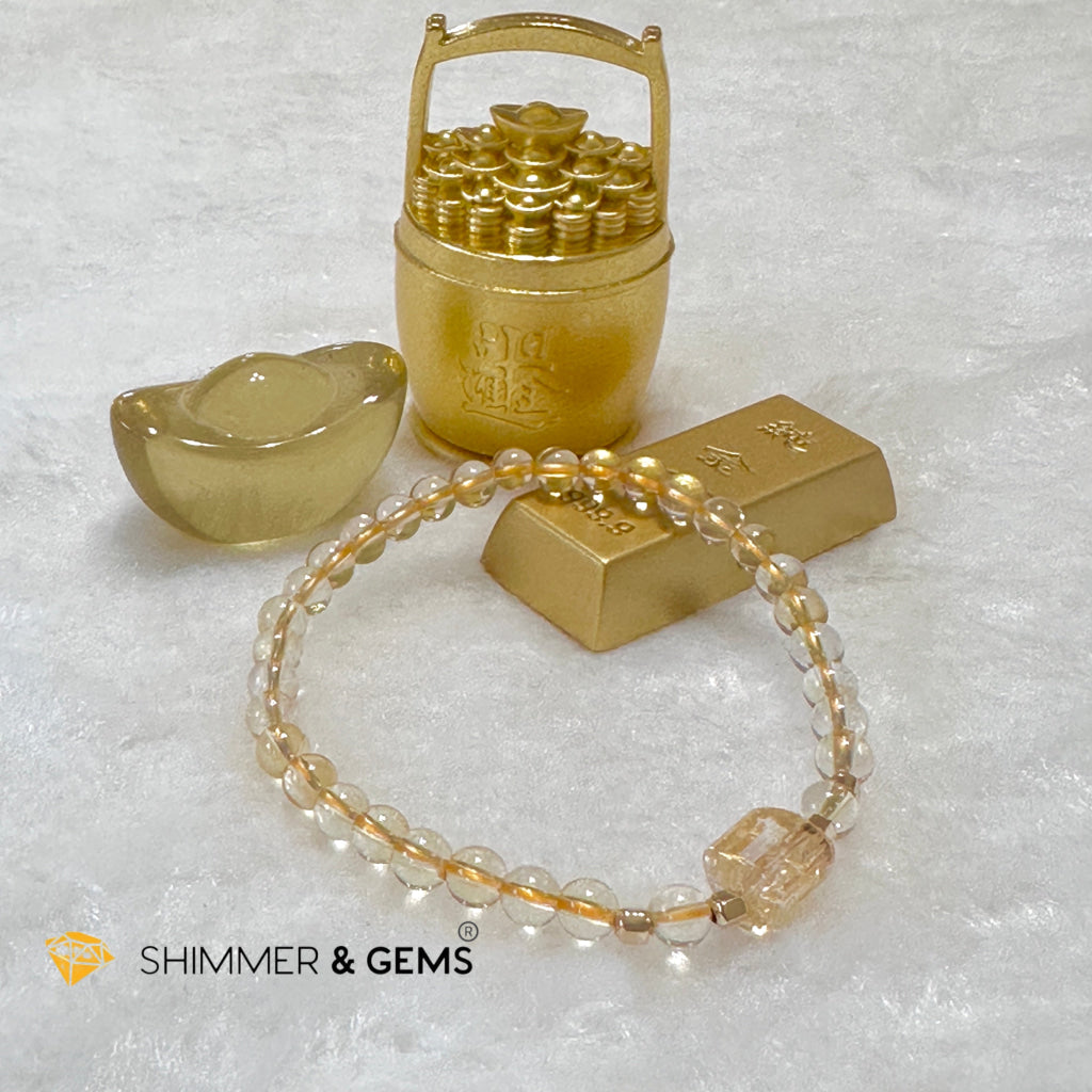 Citrine 4mm Wealth Activator Bracelet with 14k gold filled beads