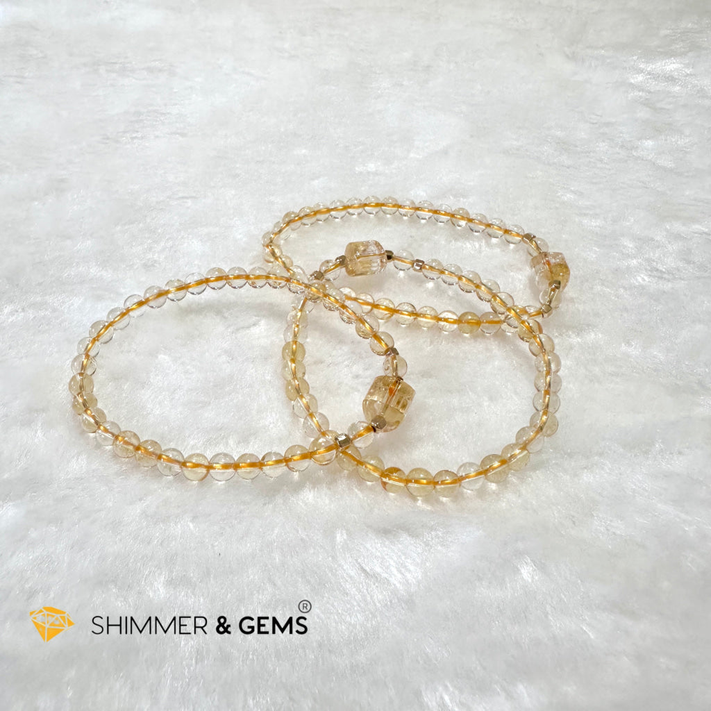 Citrine 4mm Wealth Activator Bracelet with 14k gold filled beads