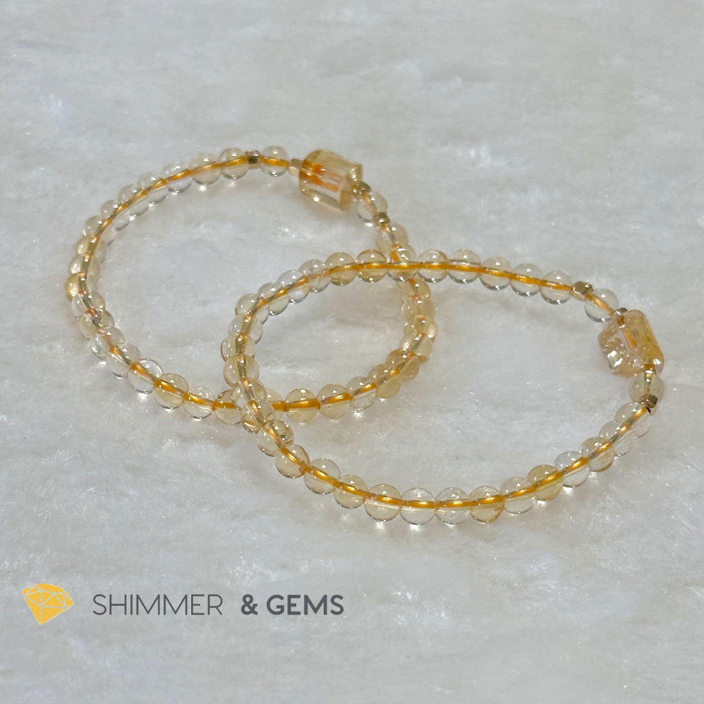 Citrine 4mm Wealth Activator Bracelet with 14k gold filled beads