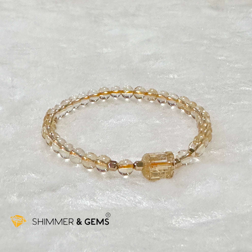 Citrine 4mm Wealth Activator Bracelet with 14k gold filled beads