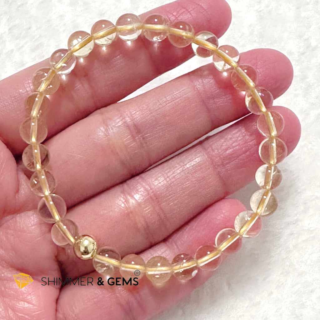 Citrine 6mm Bracelet with 14k gold filled bead