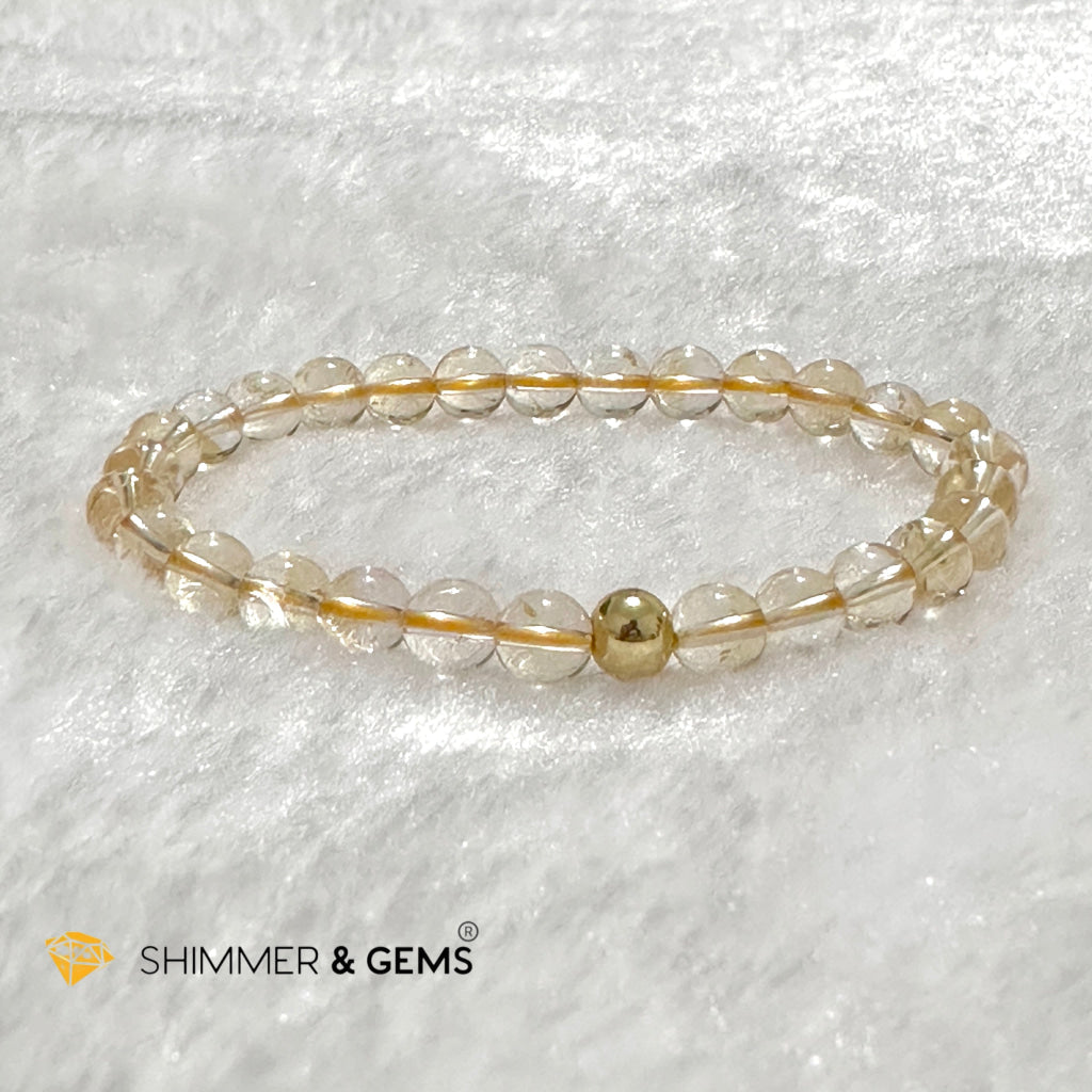 Citrine 6mm Bracelet with 14k gold filled bead