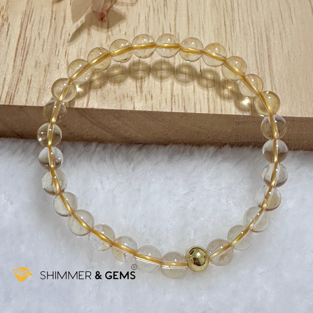 Citrine 6mm Bracelet with 14k gold filled bead