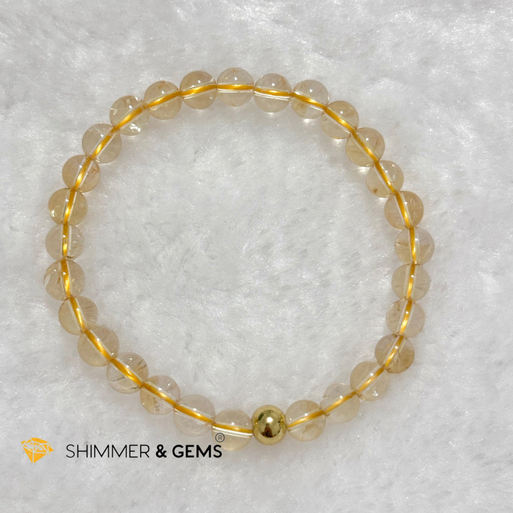Citrine 6mm Bracelet with 14k gold filled bead