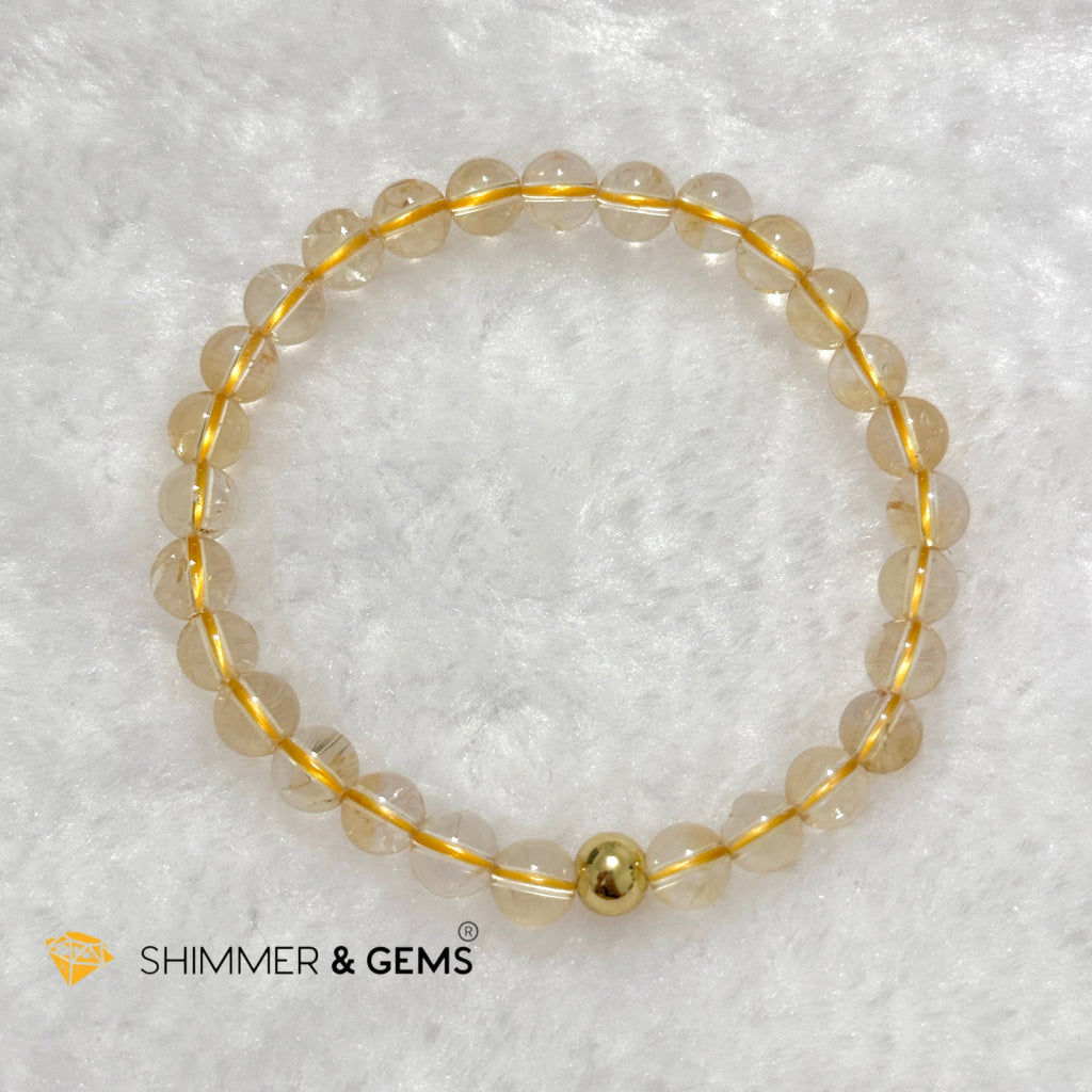 Citrine 6mm Bracelet with 14k gold filled bead