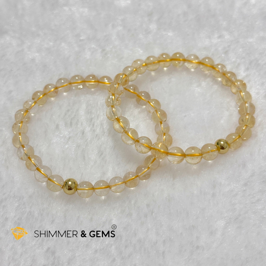Citrine 6mm Bracelet with 14k gold filled bead