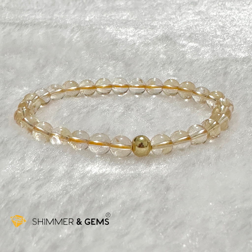 Citrine 6mm Bracelet with 14k gold filled bead