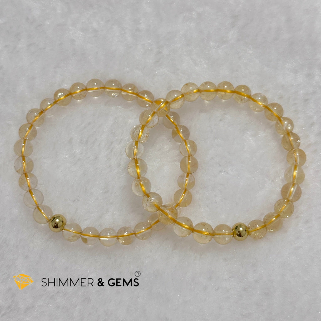 Citrine 6mm Bracelet with 14k gold filled bead