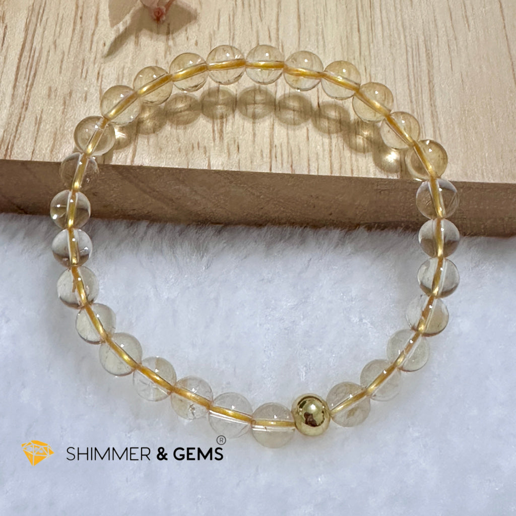 Citrine 6mm Bracelet with 14k gold filled bead
