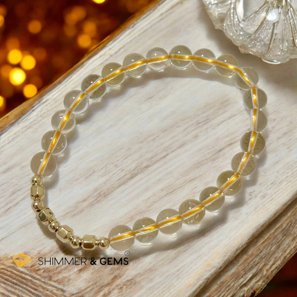 Citrine 6mm Fortune 9 with 14k gold filled Bracelet (AAA) High grade