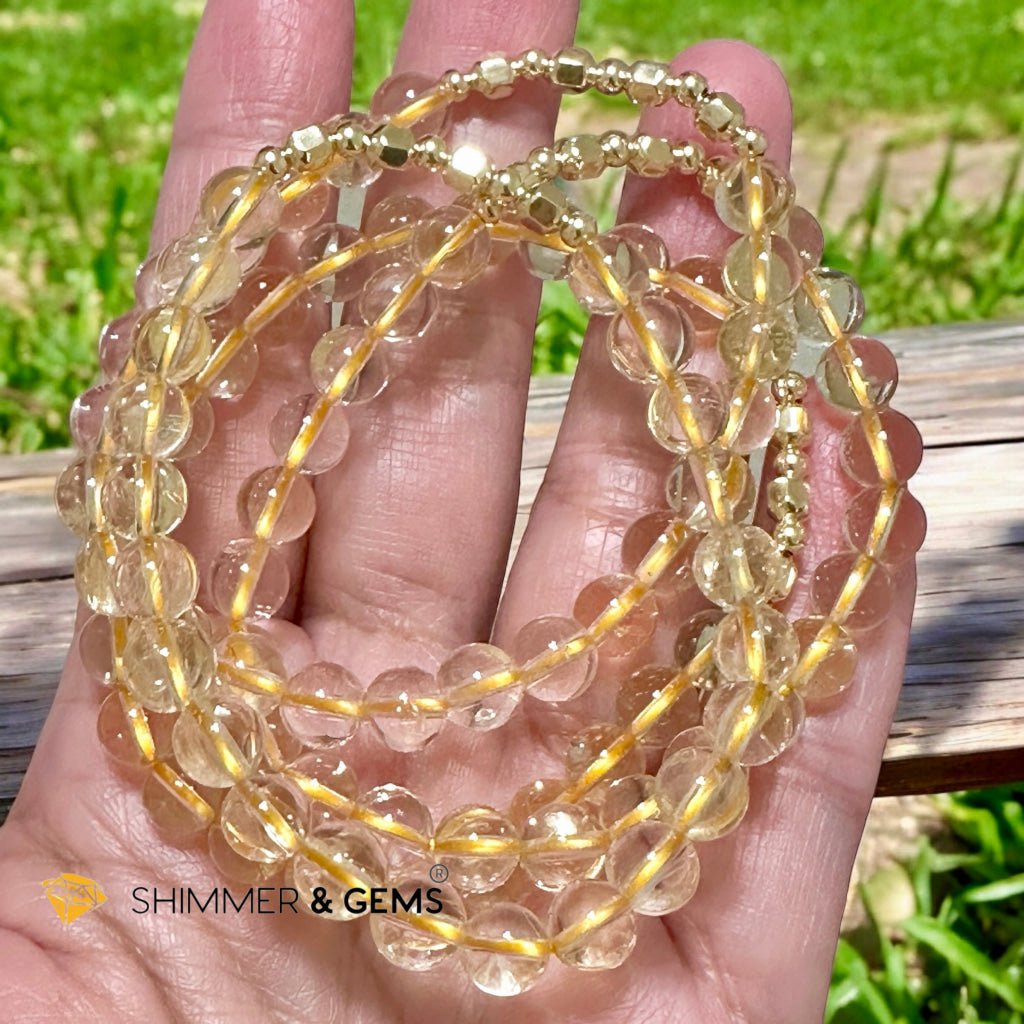 Citrine 6mm Fortune 9 with 14k gold filled Bracelet (AAA) High grade