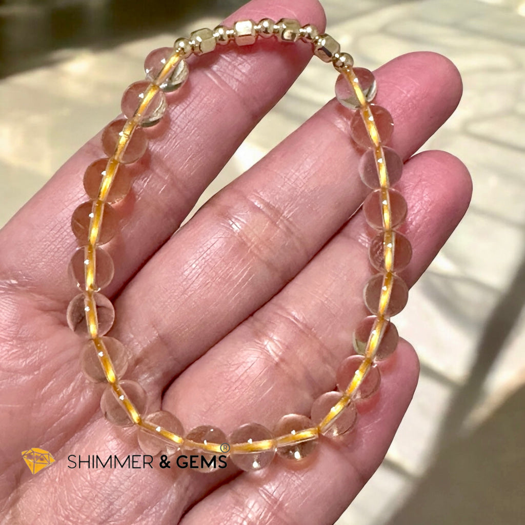 Citrine 6mm Fortune 9 with 14k gold filled Bracelet (AAA) High grade