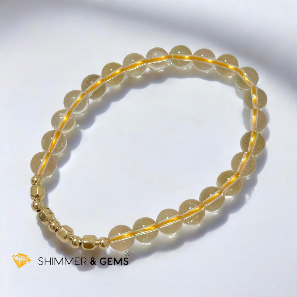 Citrine 6mm Fortune 9 with 14k gold filled Bracelet (AAA) High grade