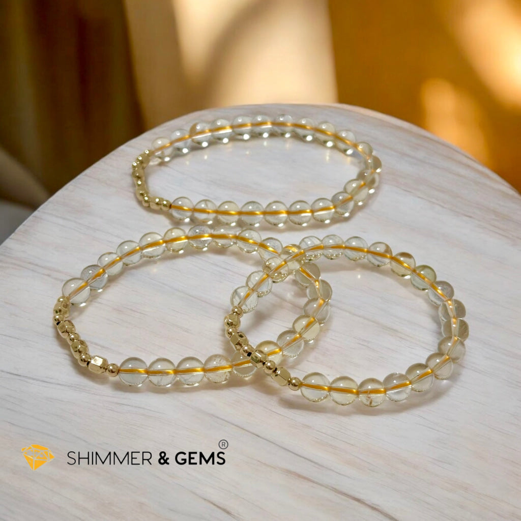 Citrine 6mm Fortune 9 with 14k gold filled Bracelet (AAA) High grade