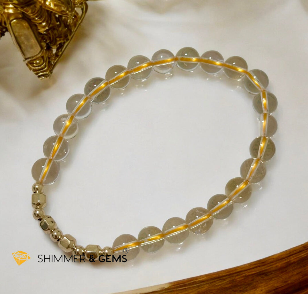 Citrine 6mm Fortune 9 with 14k gold filled Bracelet (AAA) High grade