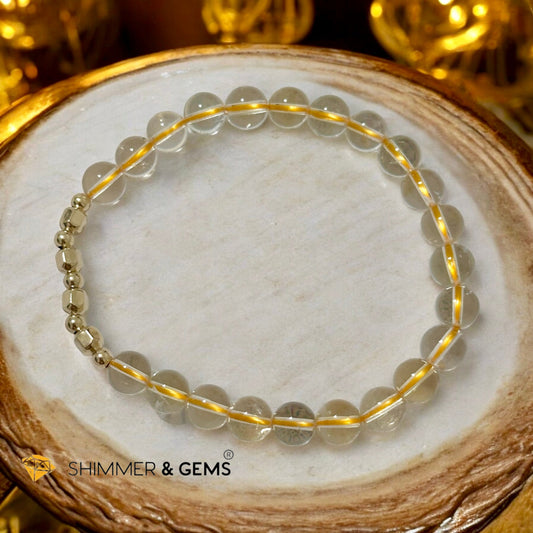 Citrine 6mm Fortune 9 with 14k gold filled Bracelet (AAA) High grade