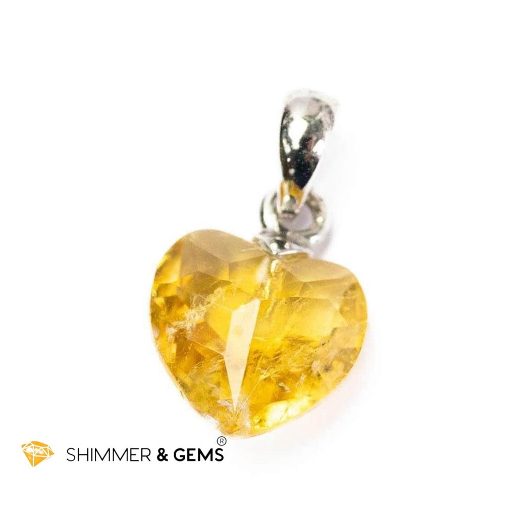 Citrine 8mm Heart 925 Silver Pendant (Radiant Abundance)