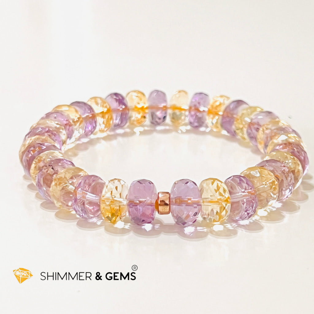 Citrine Amethyst Healing Bracelet For Money & Success 10Mm Rondelle Faceted Bracelets