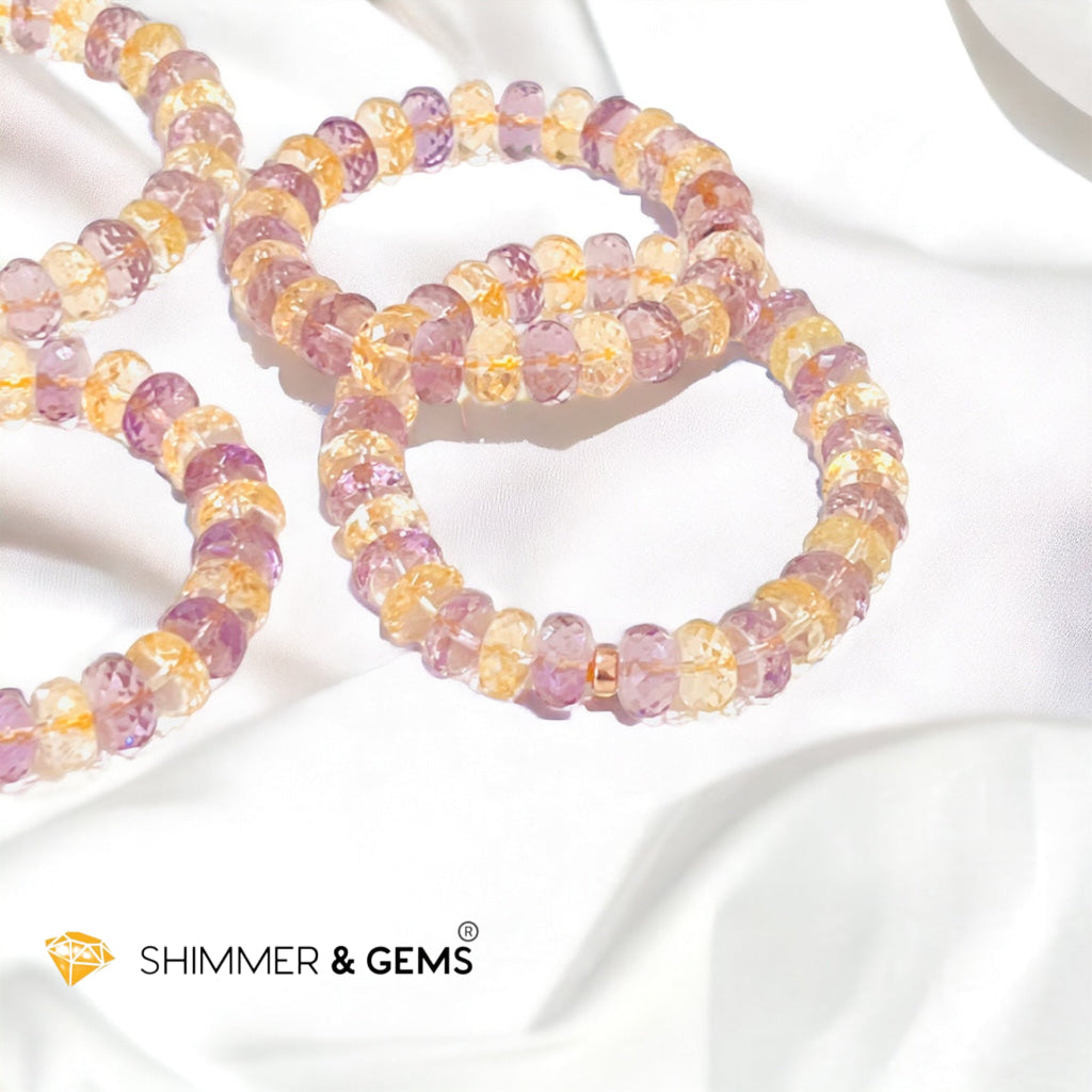 Citrine Amethyst Healing Bracelet For Money & Success 10mm Rondelle Faceted