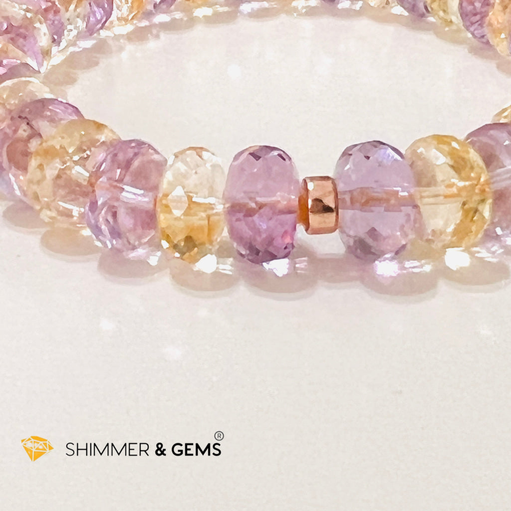 Citrine Amethyst Healing Bracelet For Money & Success 10Mm Rondelle Faceted Bracelets