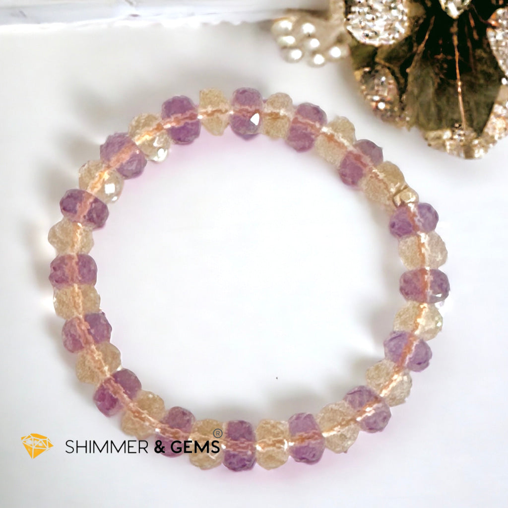 Citrine Amethyst Healing Bracelet For Money & Success 8mm Rondelle Faceted