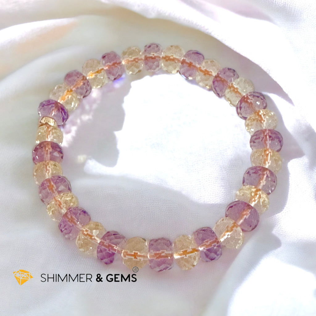 Citrine Amethyst Healing Bracelet For Money & Success 8mm Rondelle Faceted