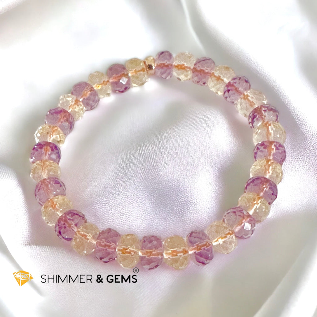 Citrine Amethyst Healing Bracelet For Money & Success 8mm Rondelle Faceted