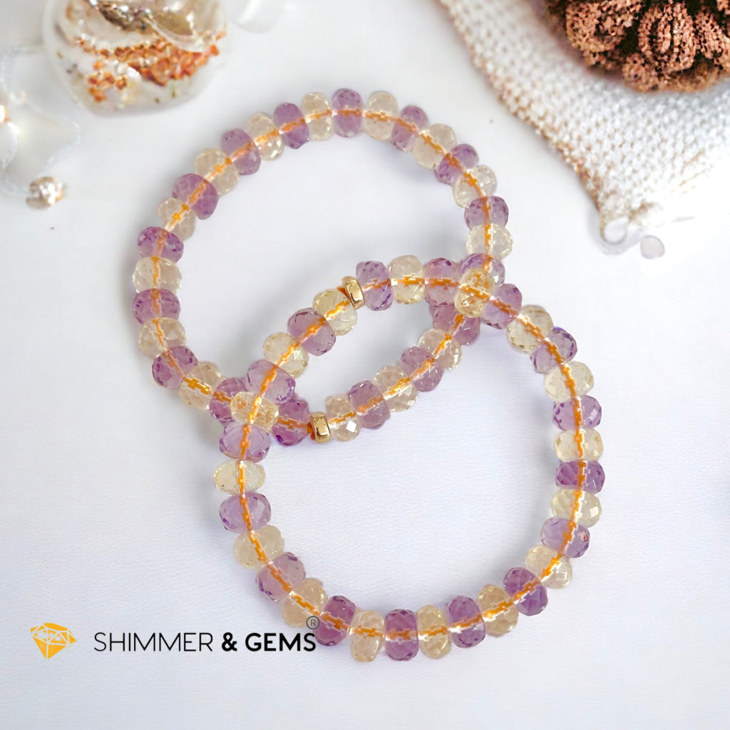 Citrine Amethyst Healing Bracelet For Money & Success 8mm Rondelle Faceted