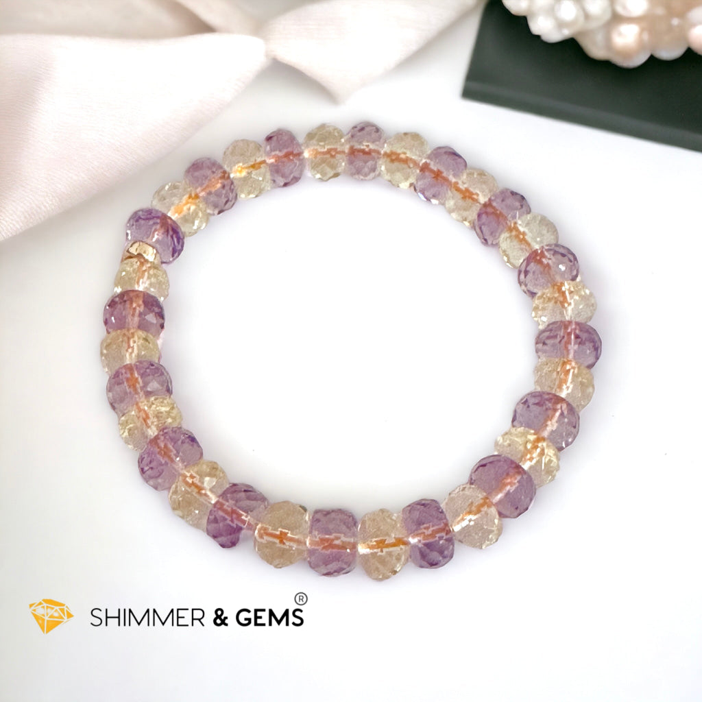 Citrine Amethyst Healing Bracelet For Money & Success 8mm Rondelle Faceted