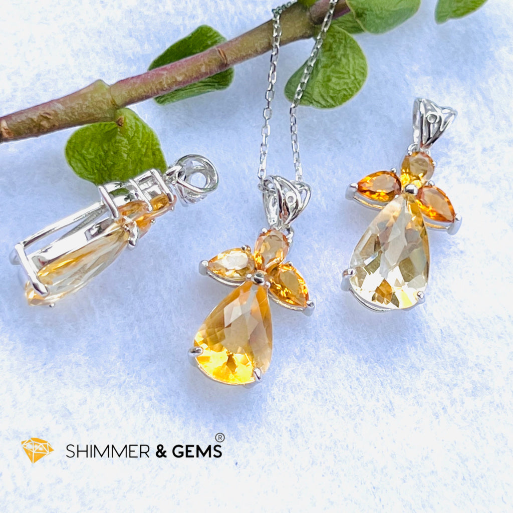 Citrine Angel Pendant In 925 Silver (Wealth Angel) Charms & Pendants