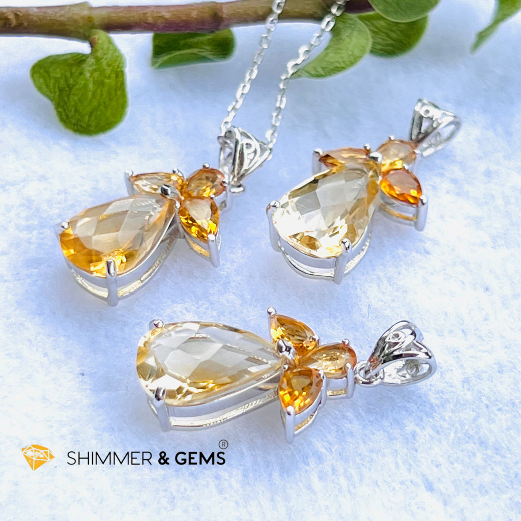 Citrine Angel Pendant In 925 Silver (Wealth Angel) Charms & Pendants