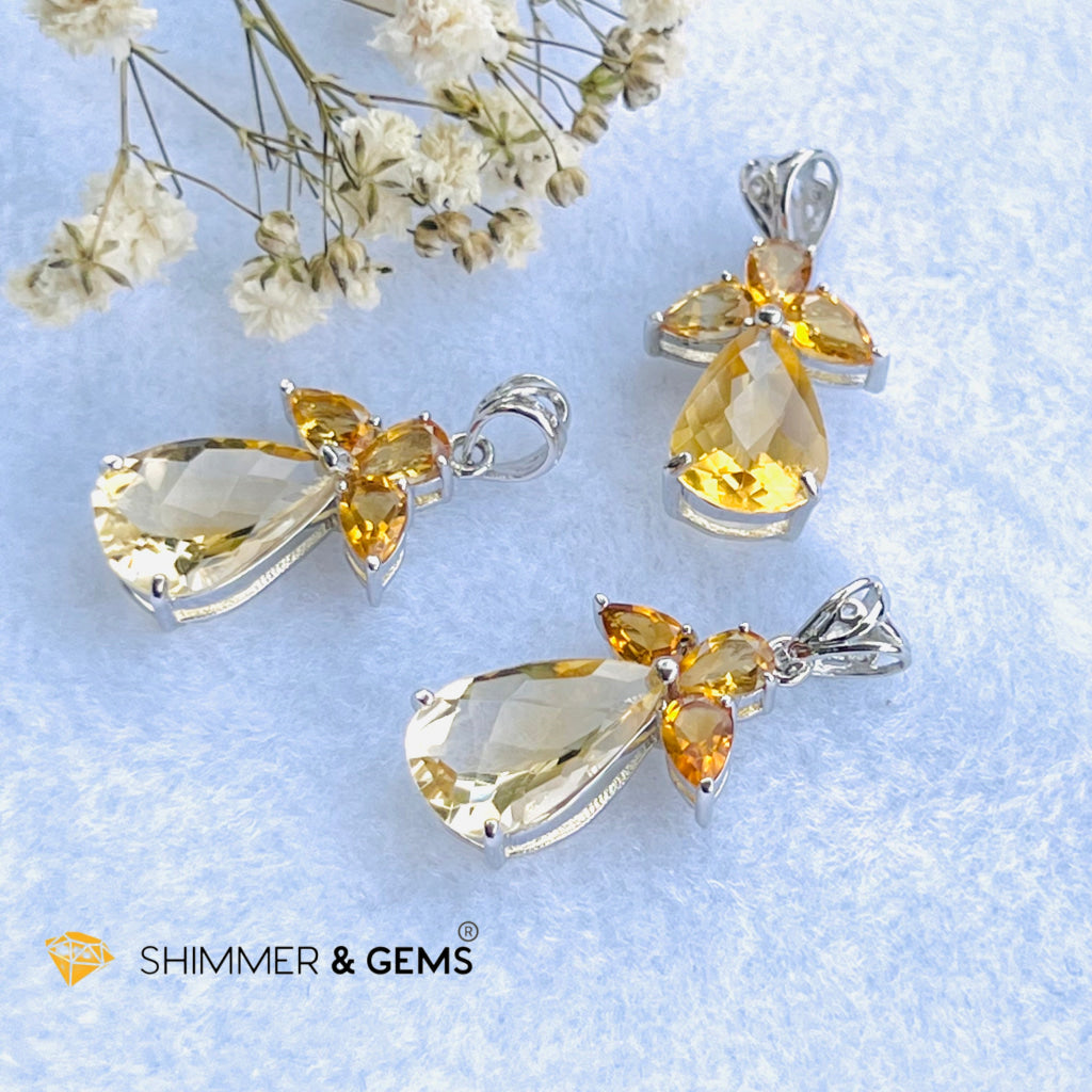 Citrine Angel Pendant In 925 Silver (Wealth Angel) Charms & Pendants
