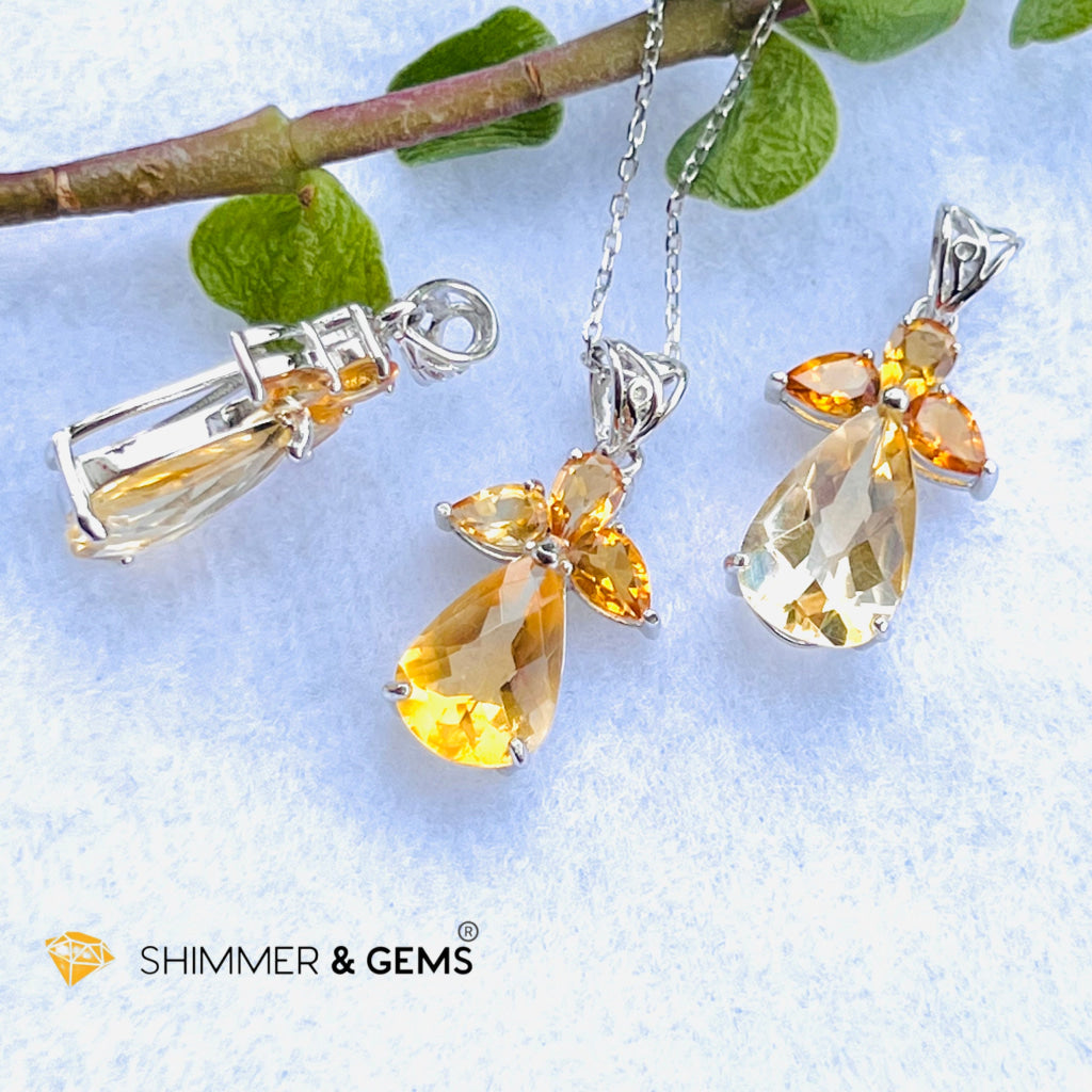 Citrine Angel Pendant In 925 Silver (Wealth Angel) Charms & Pendants