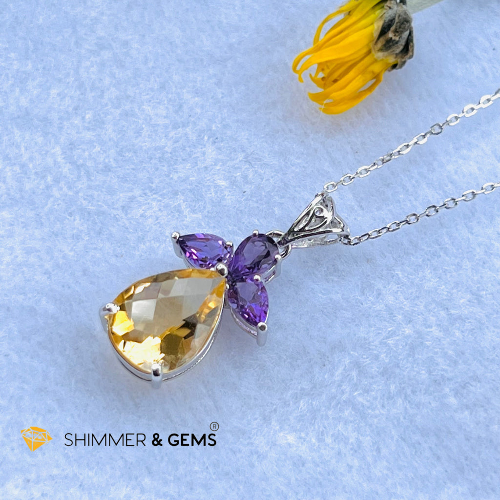 Citrine Angel With Amethyst Wings Pendant In 925 Silver (Success Angel) Charms & Pendants