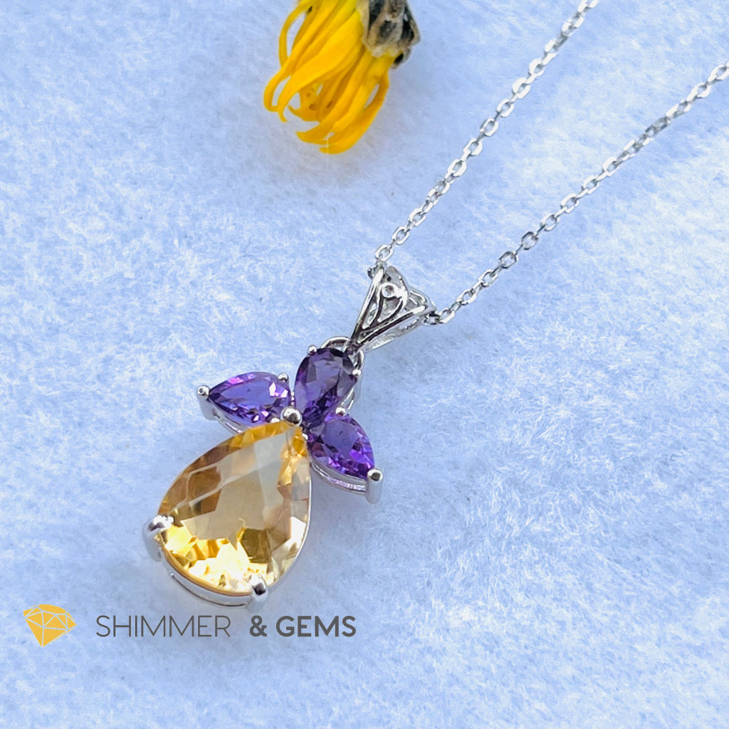 Citrine Angel With Amethyst Wings Pendant In 925 Silver (Success Angel) 14X21Mm Only Charms &