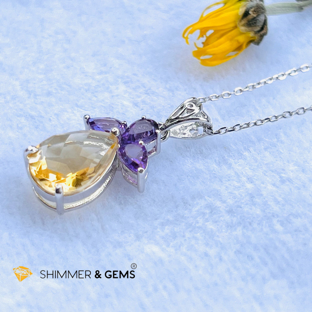 Citrine Angel With Amethyst Wings Pendant In 925 Silver (Success Angel) Charms & Pendants