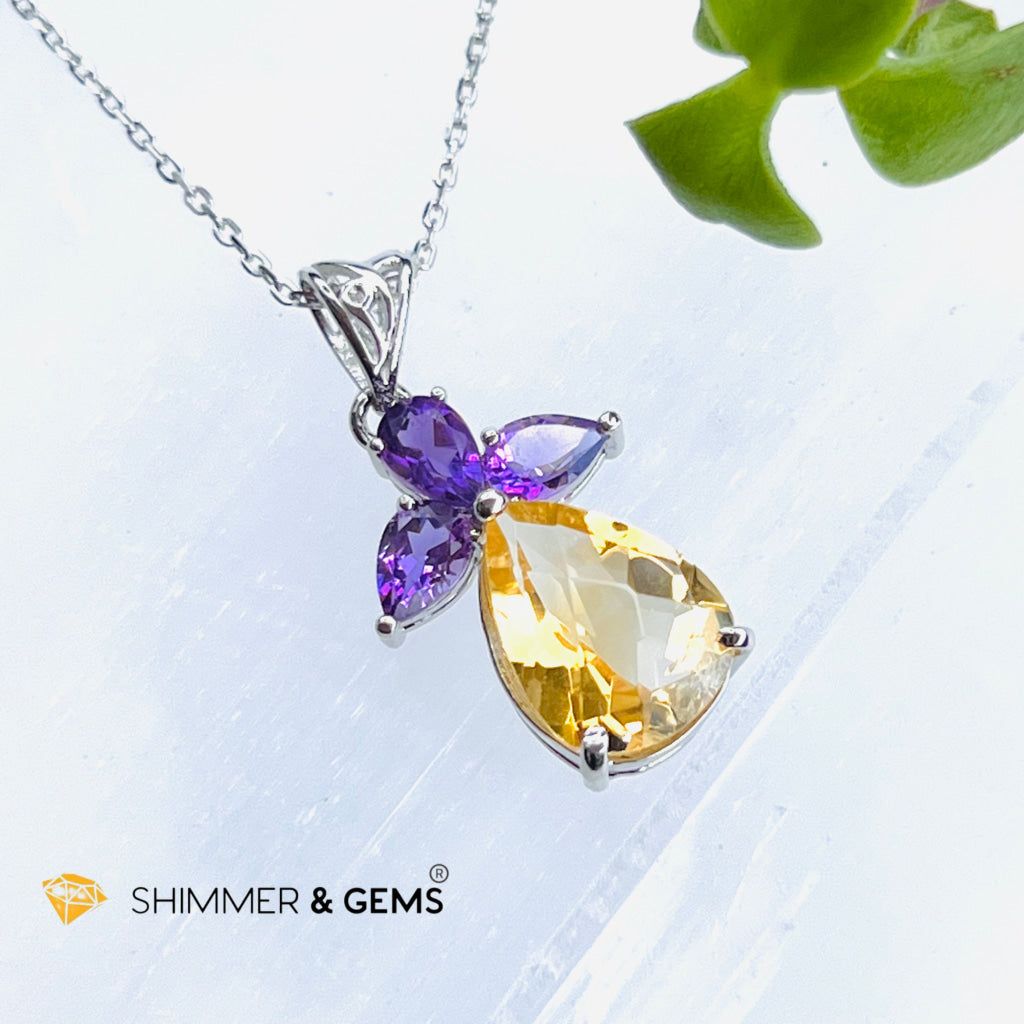 Citrine Angel With Amethyst Wings Pendant In 925 Silver (Success Angel) Charms & Pendants