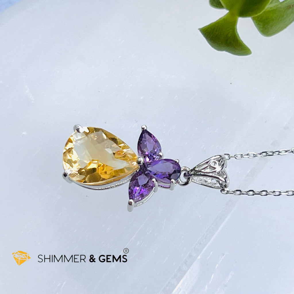 Citrine Angel With Amethyst Wings Pendant In 925 Silver (Success Angel) Charms & Pendants