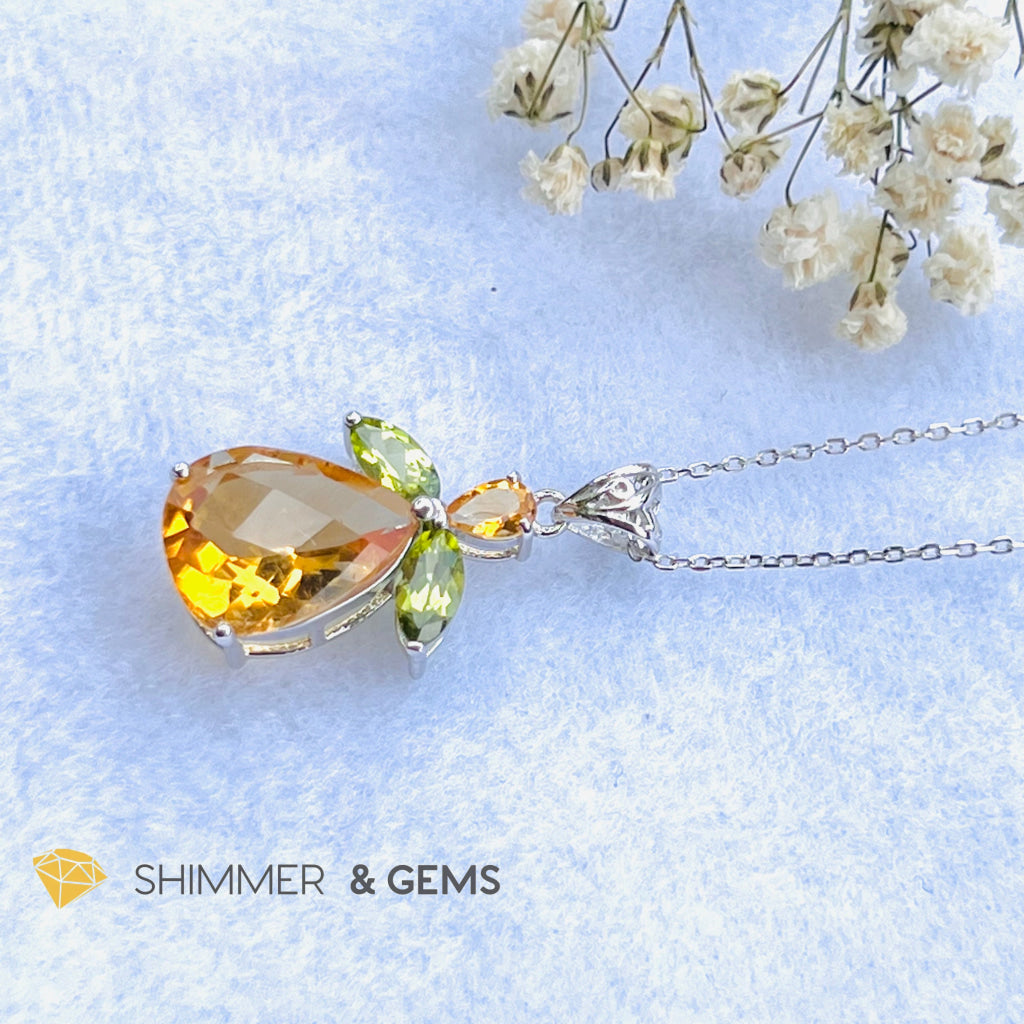 Citrine Angel With Peridot Wings Pendant In 925 Silver (Money Angel) Charms & Pendants