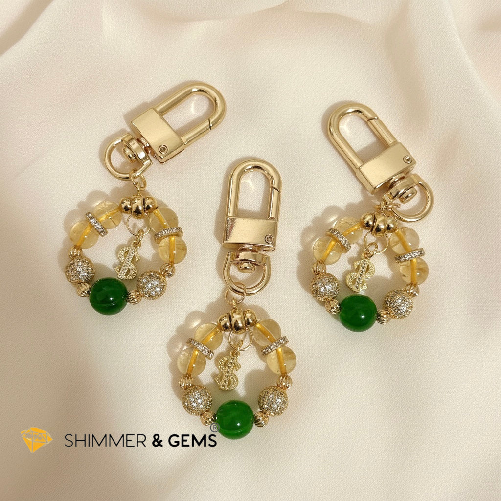 Citrine & Aventurine Lotus Wealth Bag Charm by Audrey