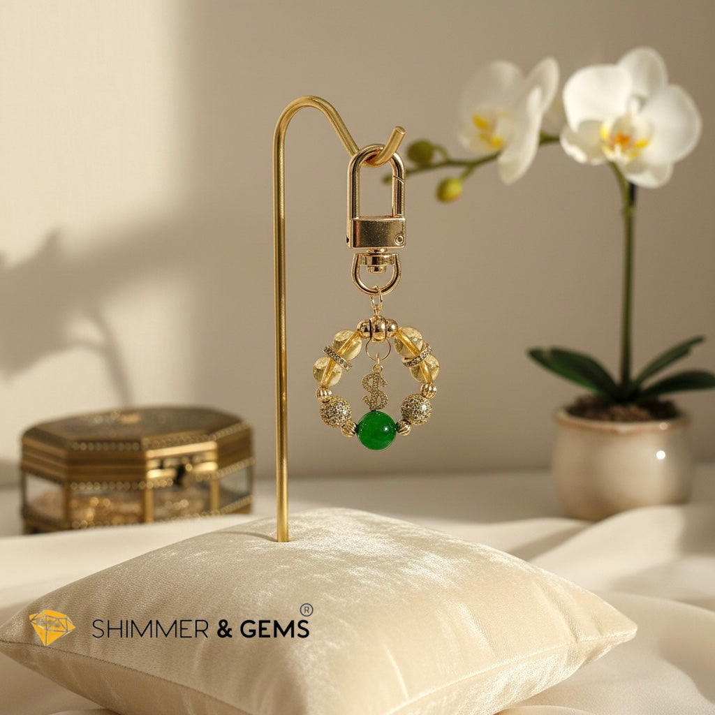 Citrine & Aventurine Lotus Wealth Bag Charm by Audrey