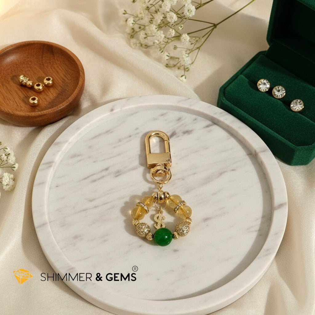 Citrine & Aventurine Lotus Wealth Bag Charm by Audrey