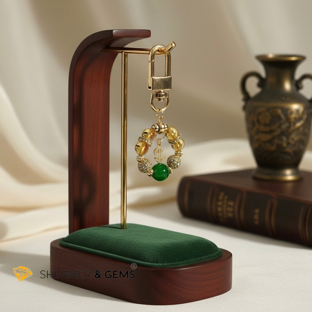 Citrine & Aventurine Lotus Wealth Bag Charm by Audrey